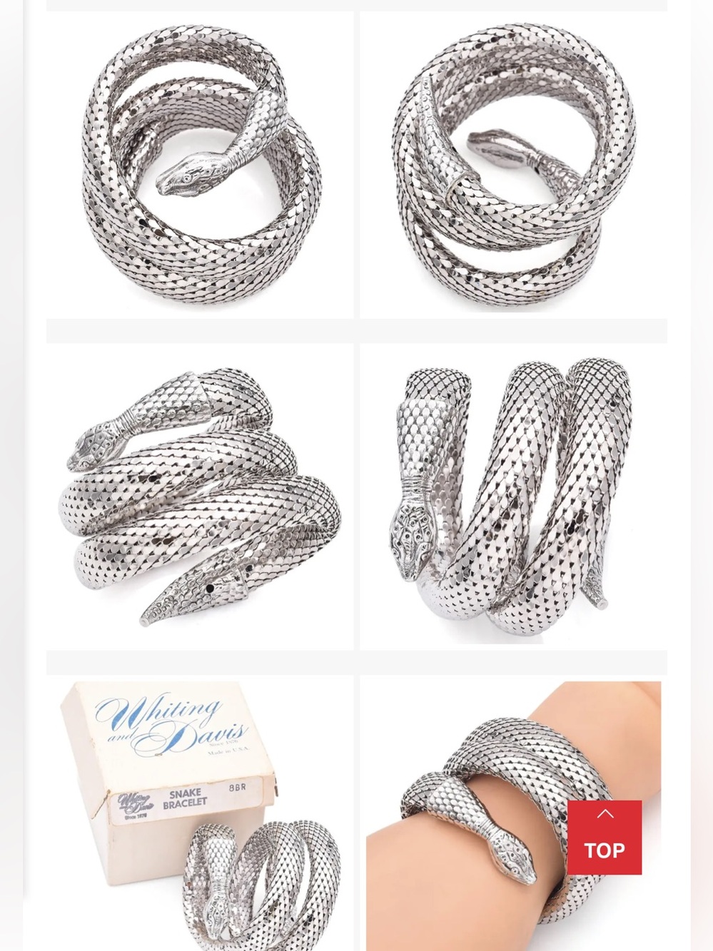 Vintage Whiting & Davis silver mesh snake choker wrap necklace or bracelet - Picture 13 of 13